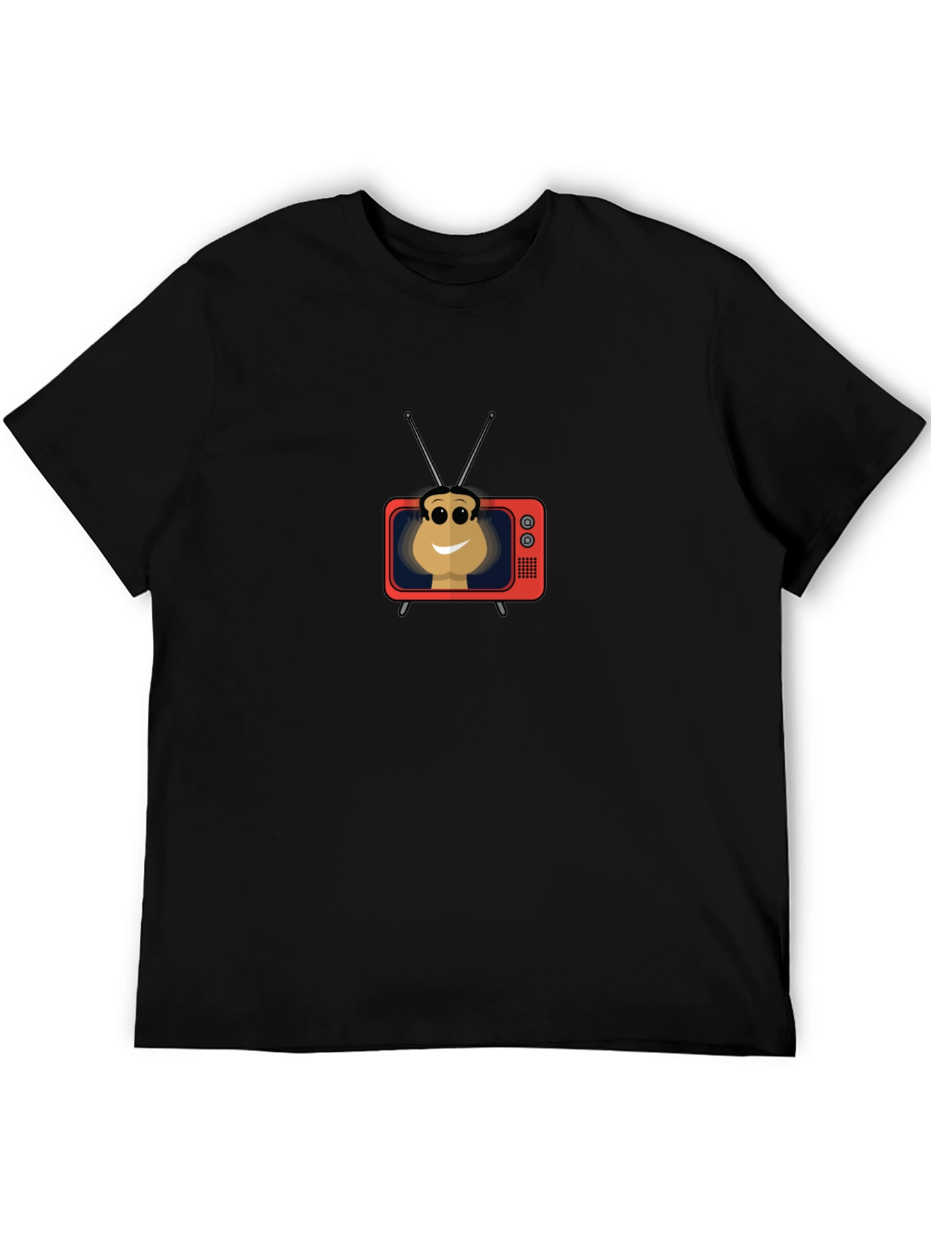 Retro TV Head Graphic Tee - Black Casual Shirt
