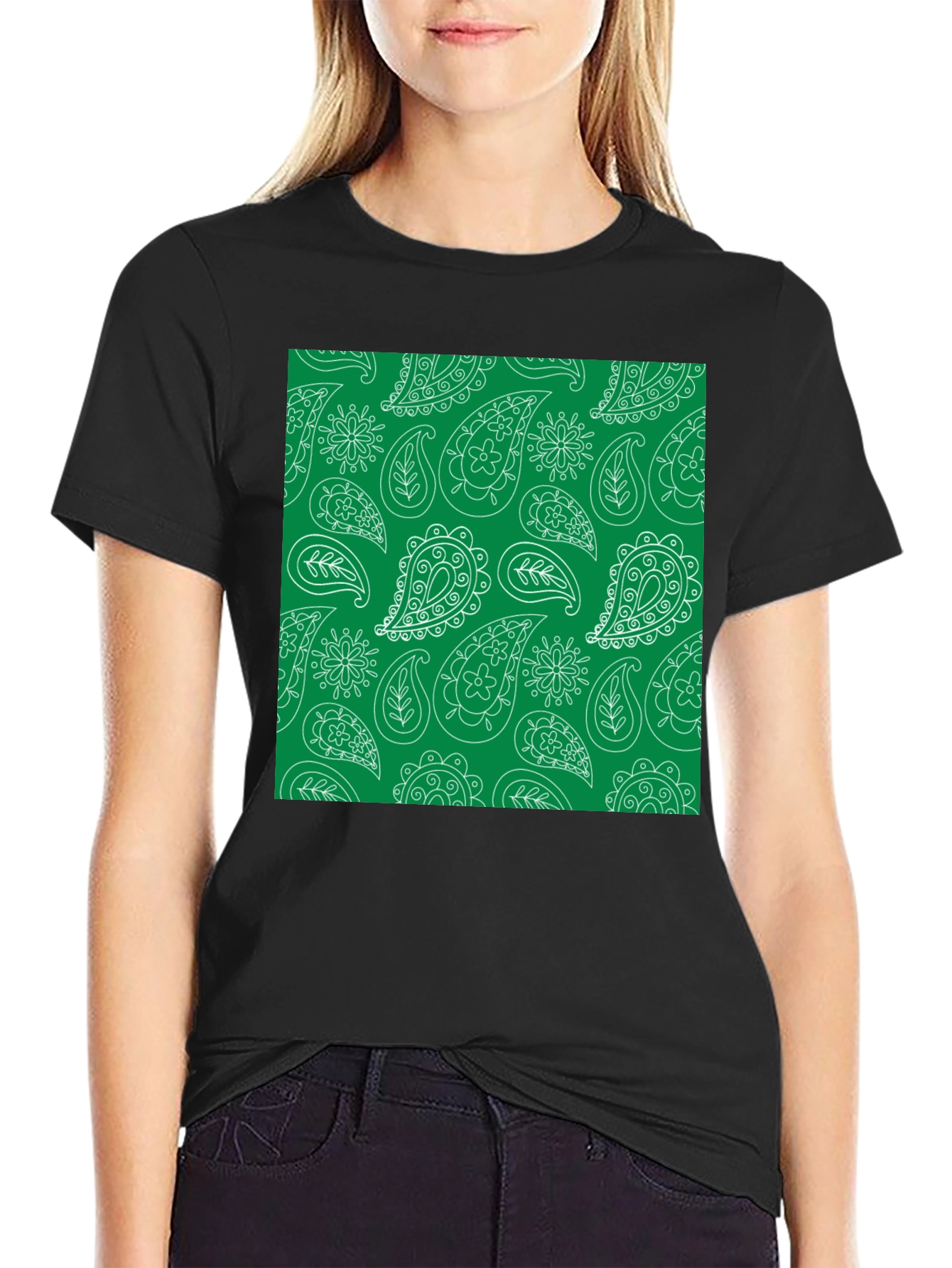 Paisley Print Tee - Black