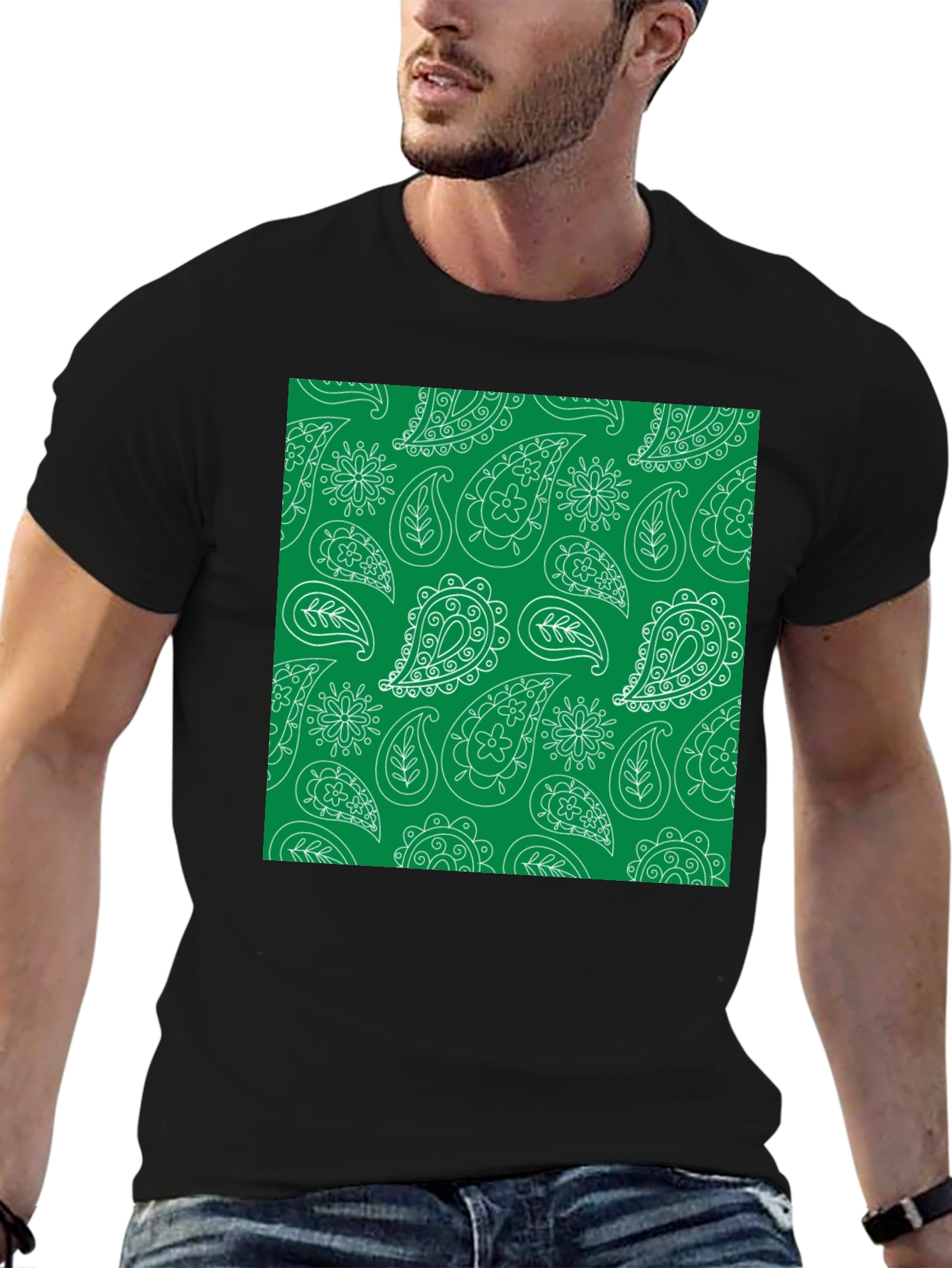 Paisley Print Tee - Black