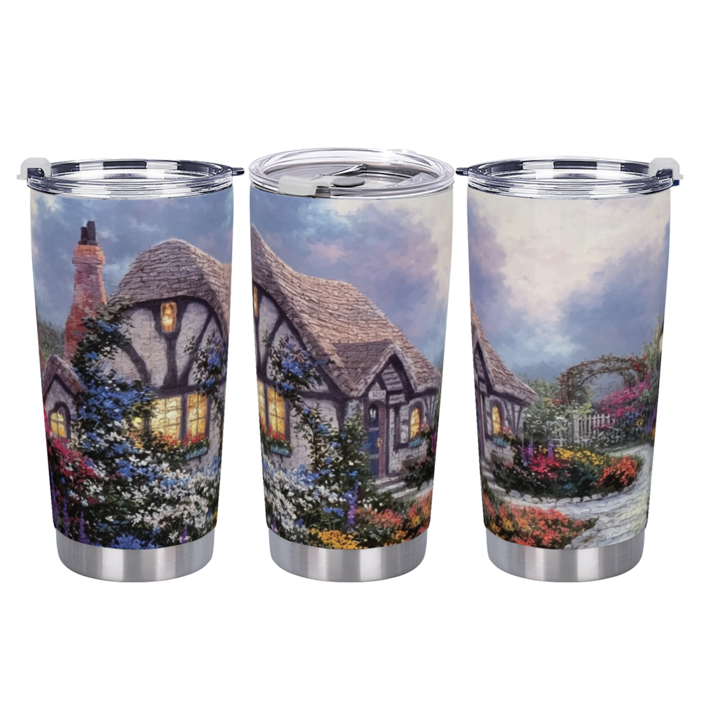 Serene Lighthouse Summer Beach Vacation 20oz Cold Drink Tumbler