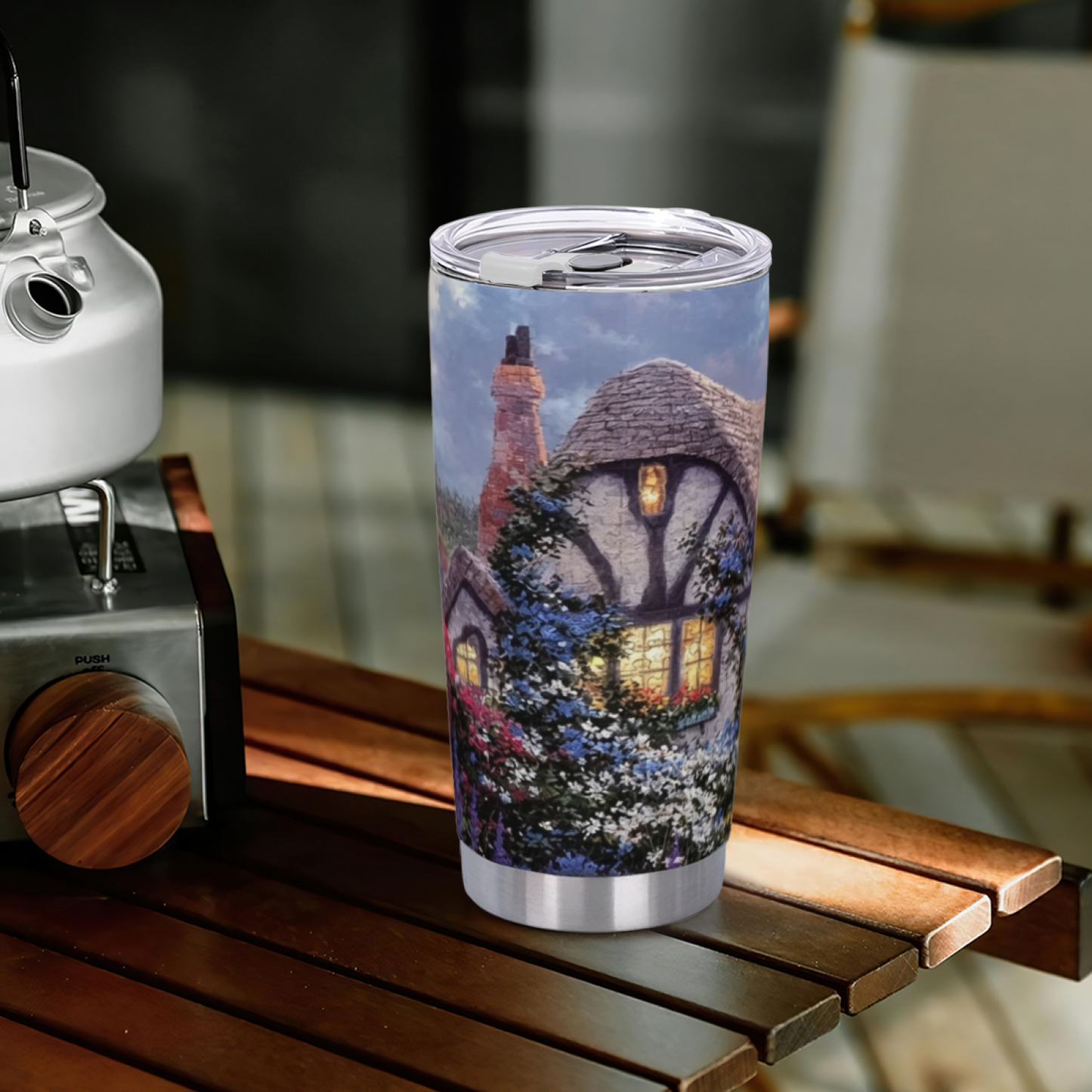 Serene Lighthouse Summer Beach Vacation 20oz Cold Drink Tumbler