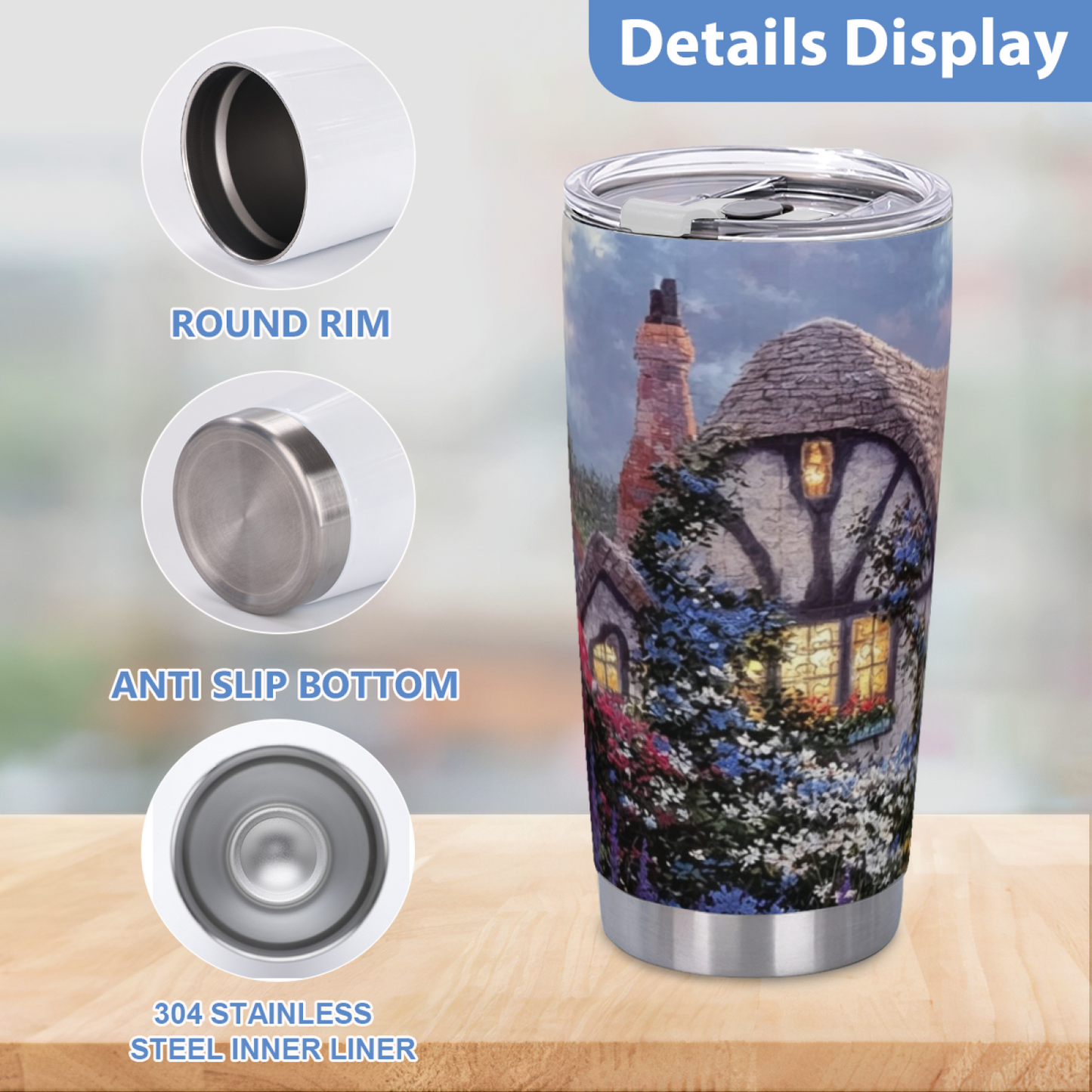 Serene Lighthouse Summer Beach Vacation 20oz Cold Drink Tumbler