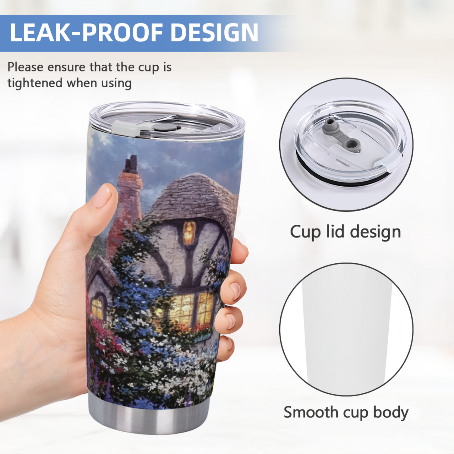 Serene Lighthouse Summer Beach Vacation 20oz Cold Drink Tumbler