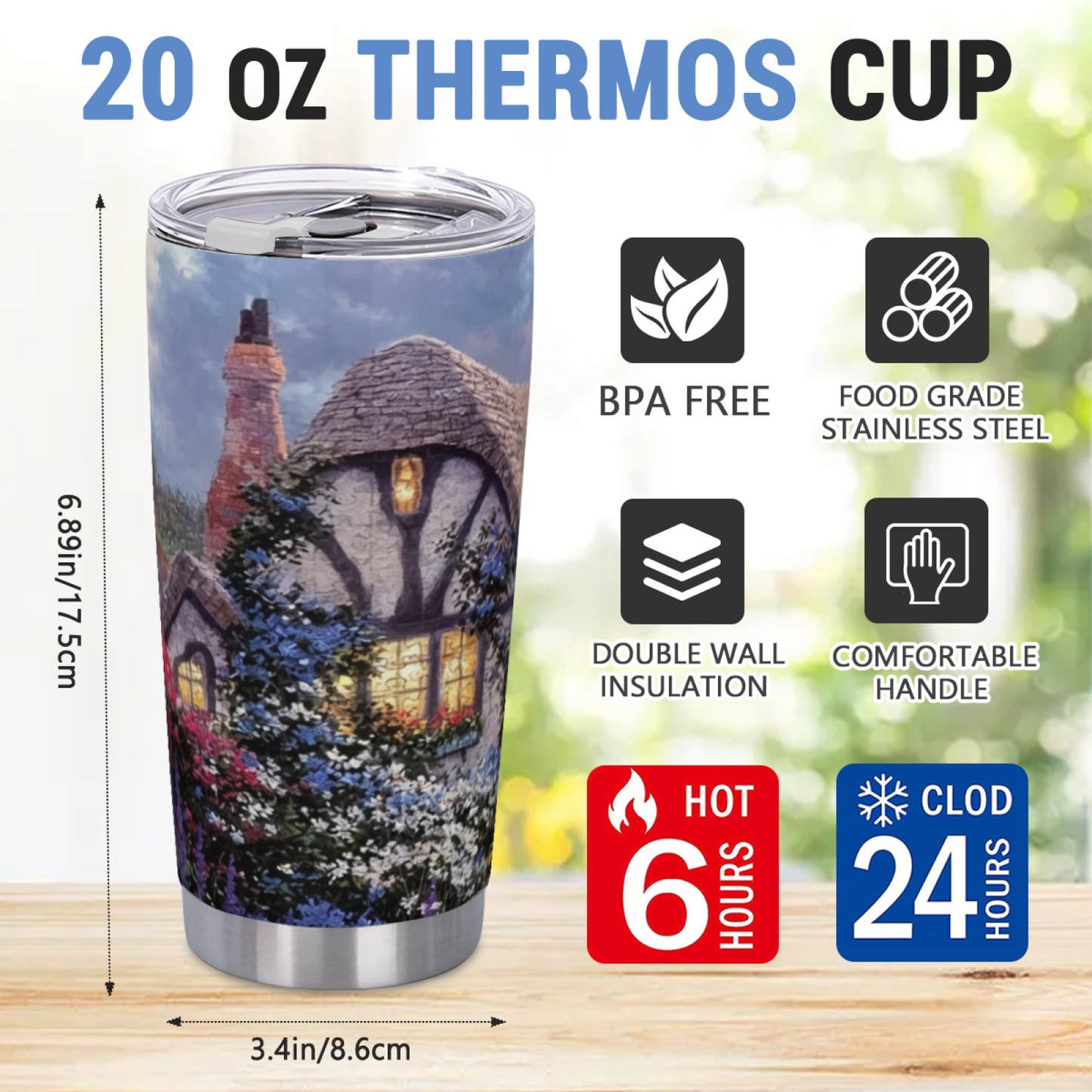 Serene Lighthouse Summer Beach Vacation 20oz Cold Drink Tumbler
