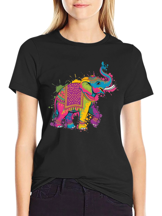 Colorful Elephant Graphic T-Shirt