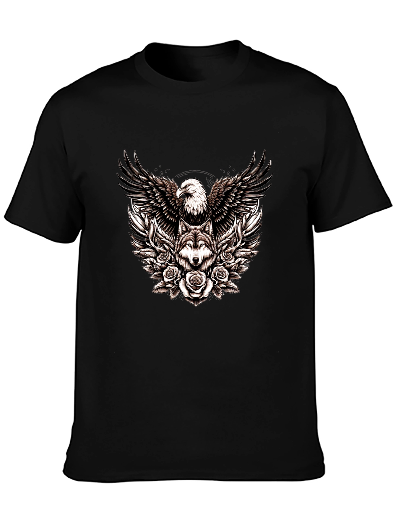 Eagle and Wolf Graphic Tee - Black