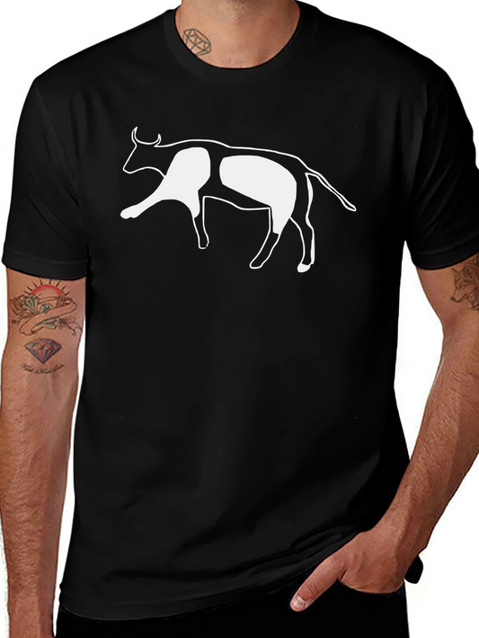 Black T-Shirt with White Cow Graphic