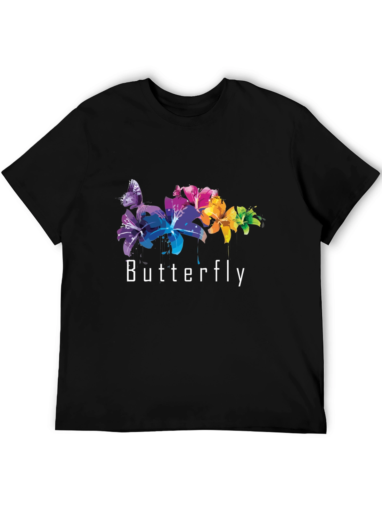 Butterfly Graphic Tee - Trendy Black T-Shirt