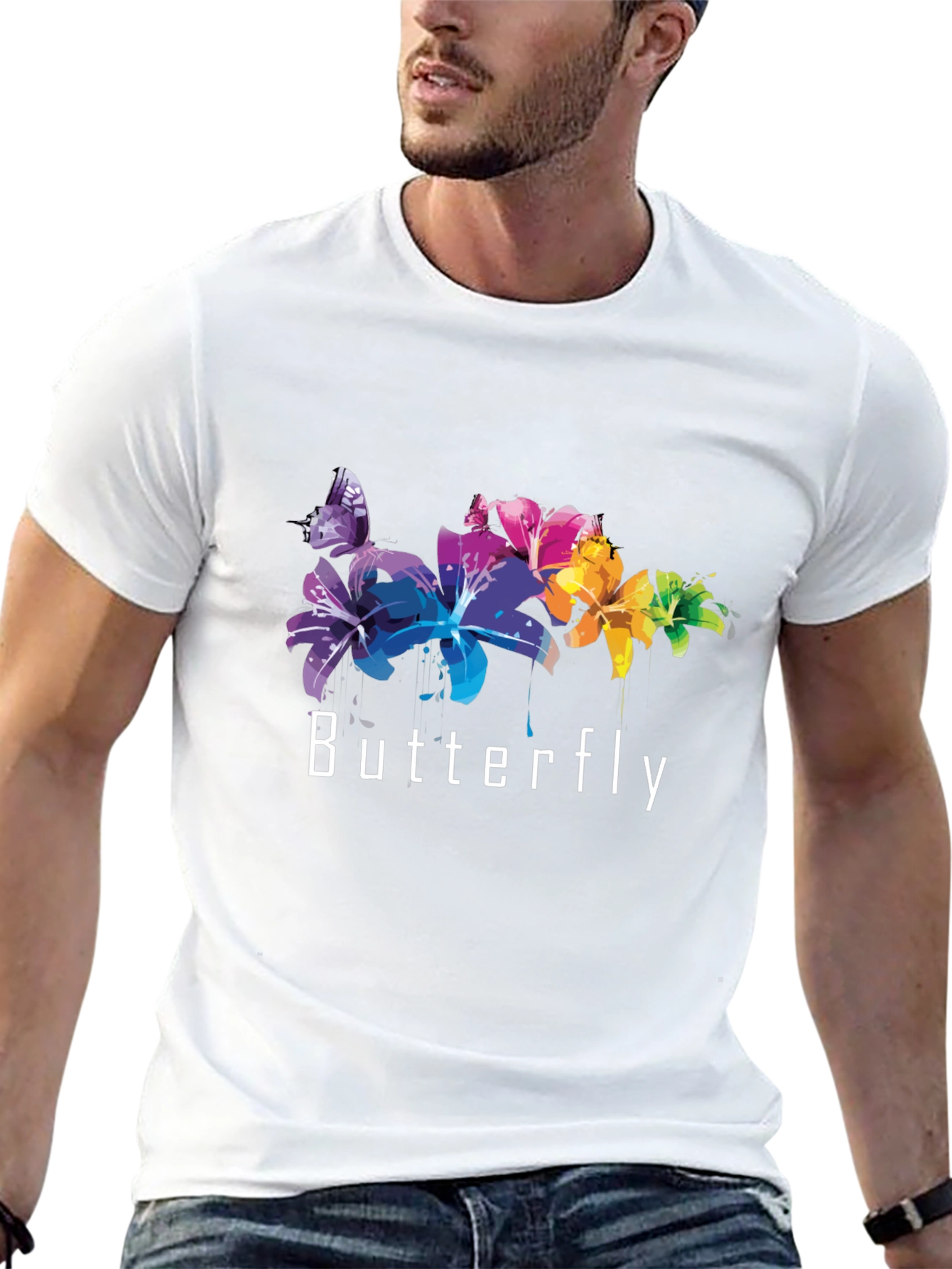 Butterfly Graphic Tee - Trendy Black T-Shirt