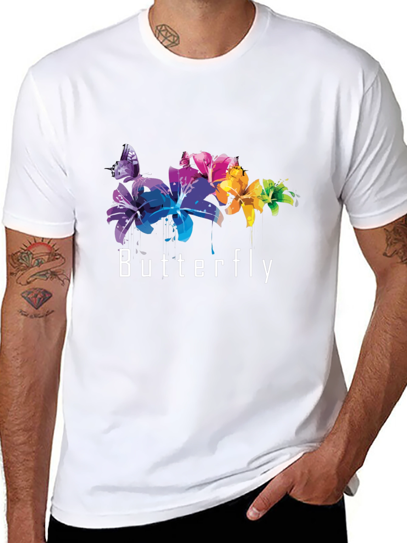 Butterfly Graphic Tee - Trendy Black T-Shirt