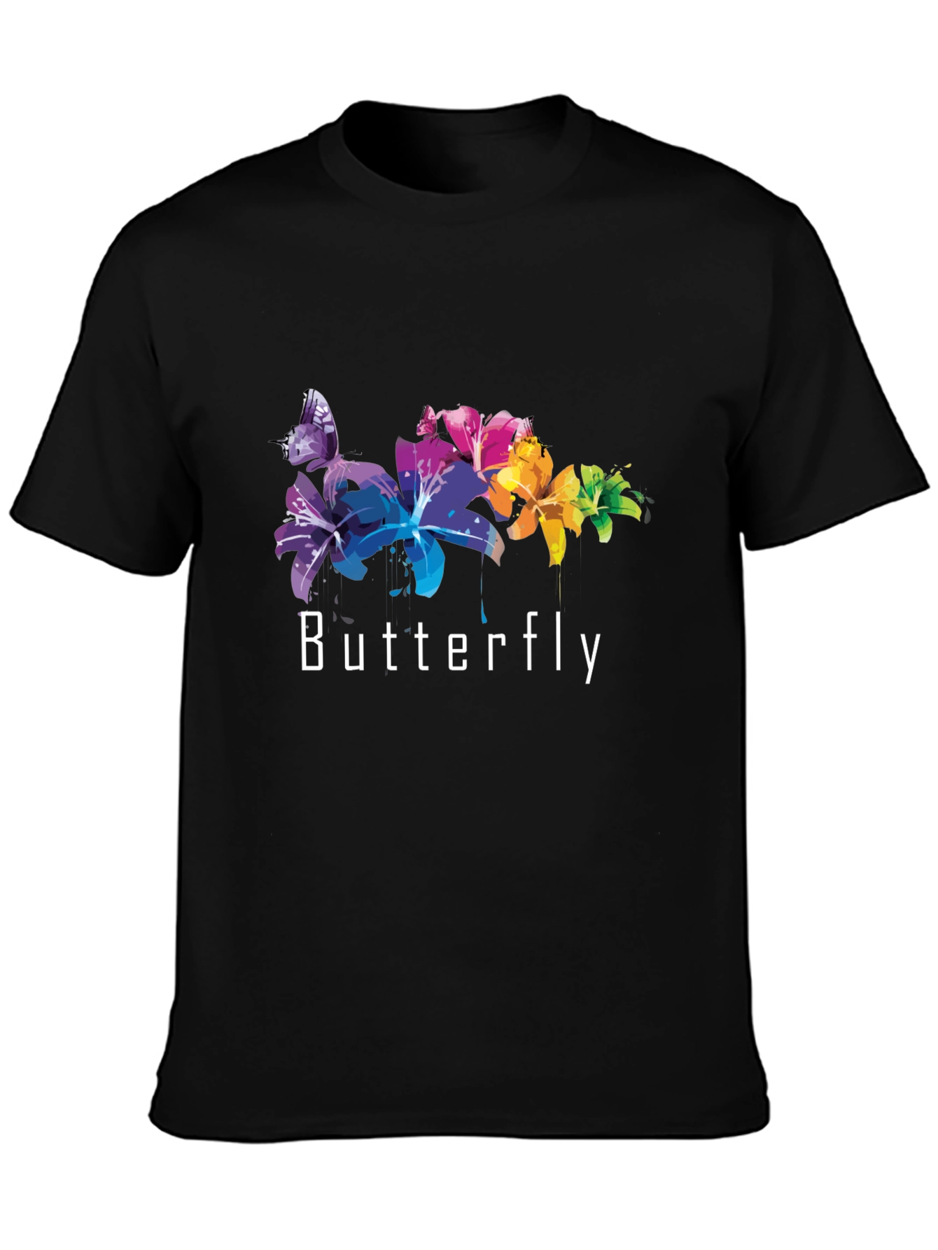 Butterfly Graphic Tee - Trendy Black T-Shirt