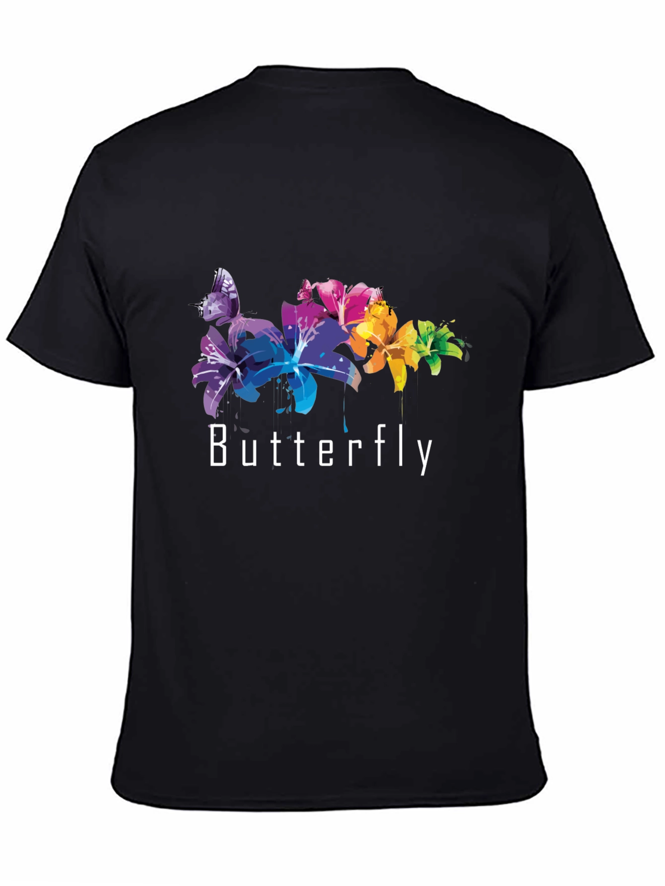 Butterfly Graphic Tee - Trendy Black T-Shirt