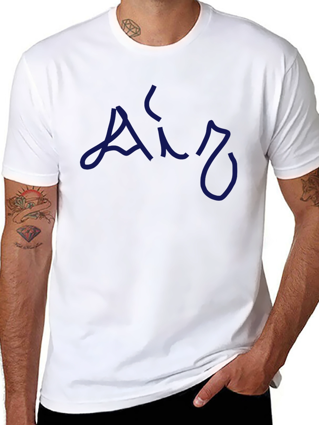 Mens Black T-Shirt with Blue Air Design
