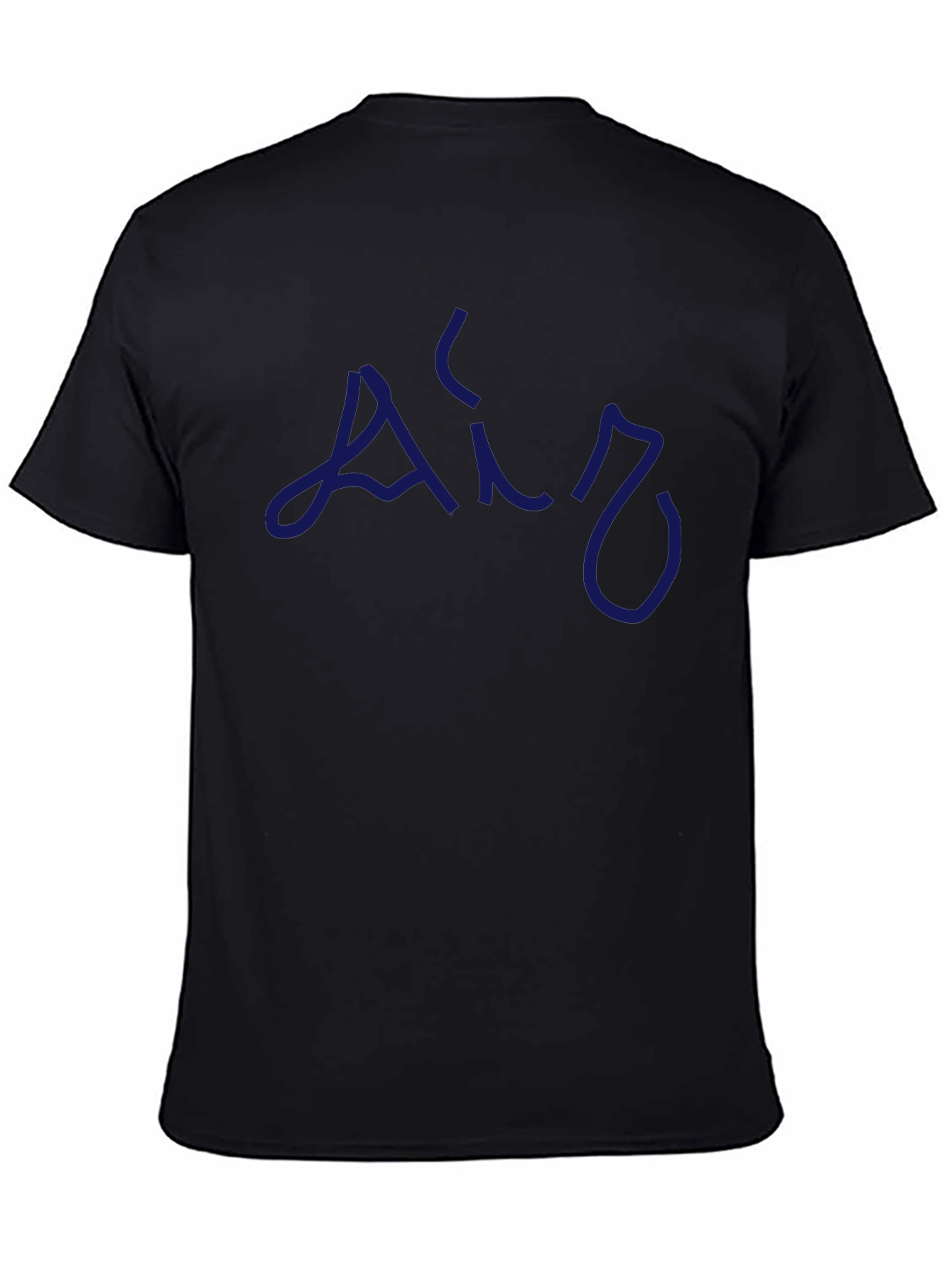 Mens Black T-Shirt with Blue Air Design