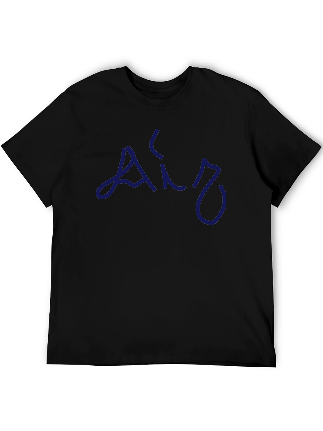 Mens Black T-Shirt with Blue Air Design