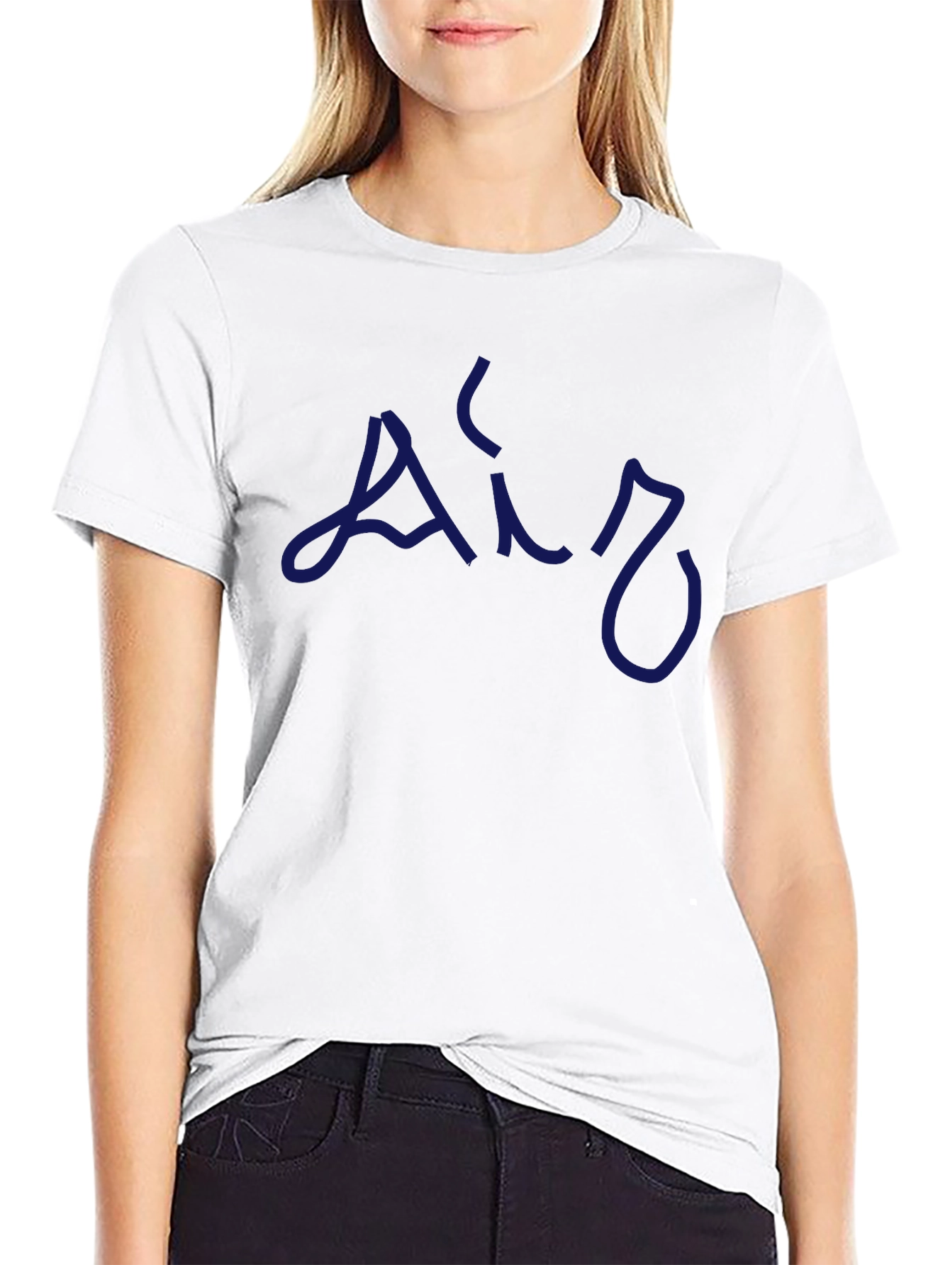 Mens Black T-Shirt with Blue Air Design