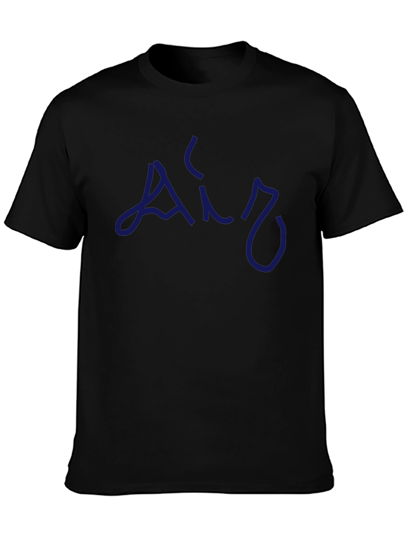 Mens Black T-Shirt with Blue Air Design