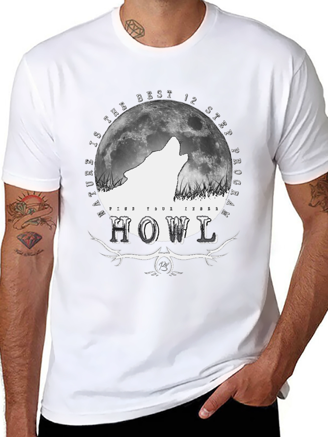Nature Wolf Howl Graphic T-Shirt
