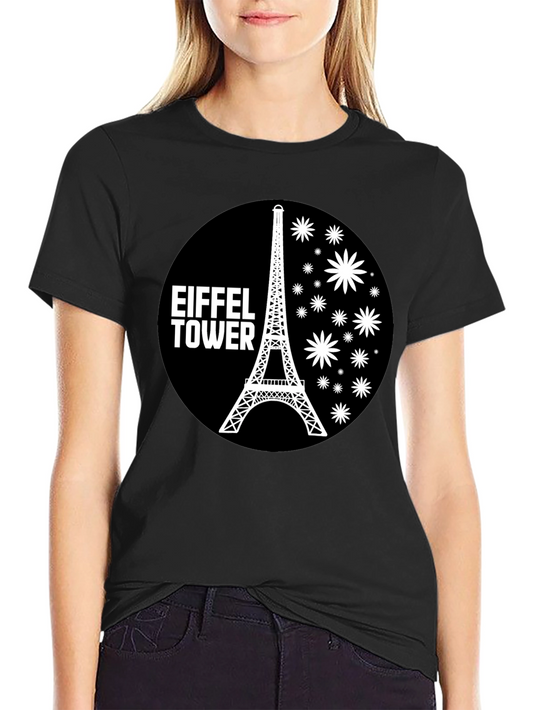 Eiffel Tower Graphic Tee - Black Casual T-Shirt