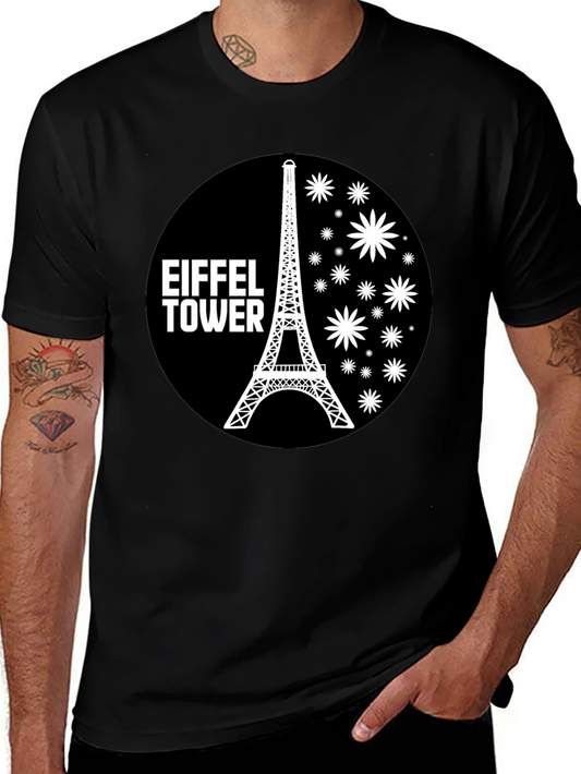 Eiffel Tower Graphic Tee - Black Casual T-Shirt