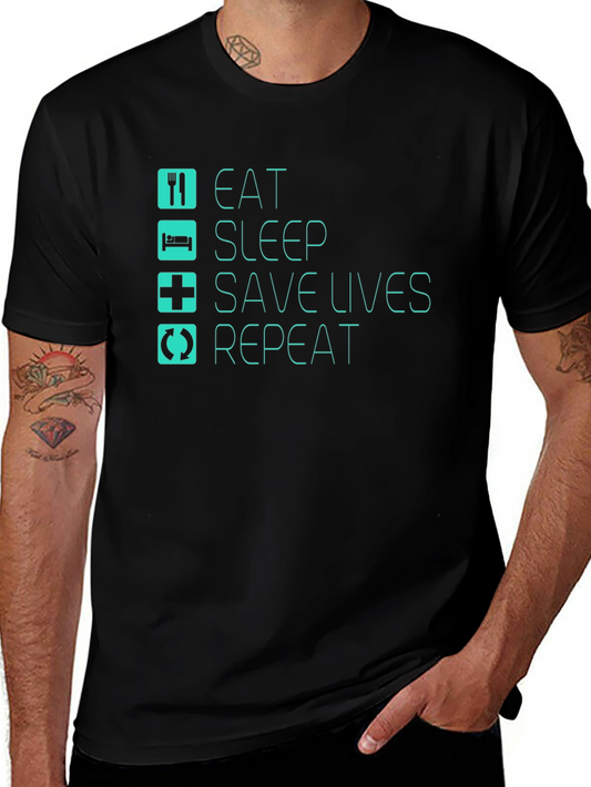 Eat Sleep Save Lives Repeat Black T-Shirt