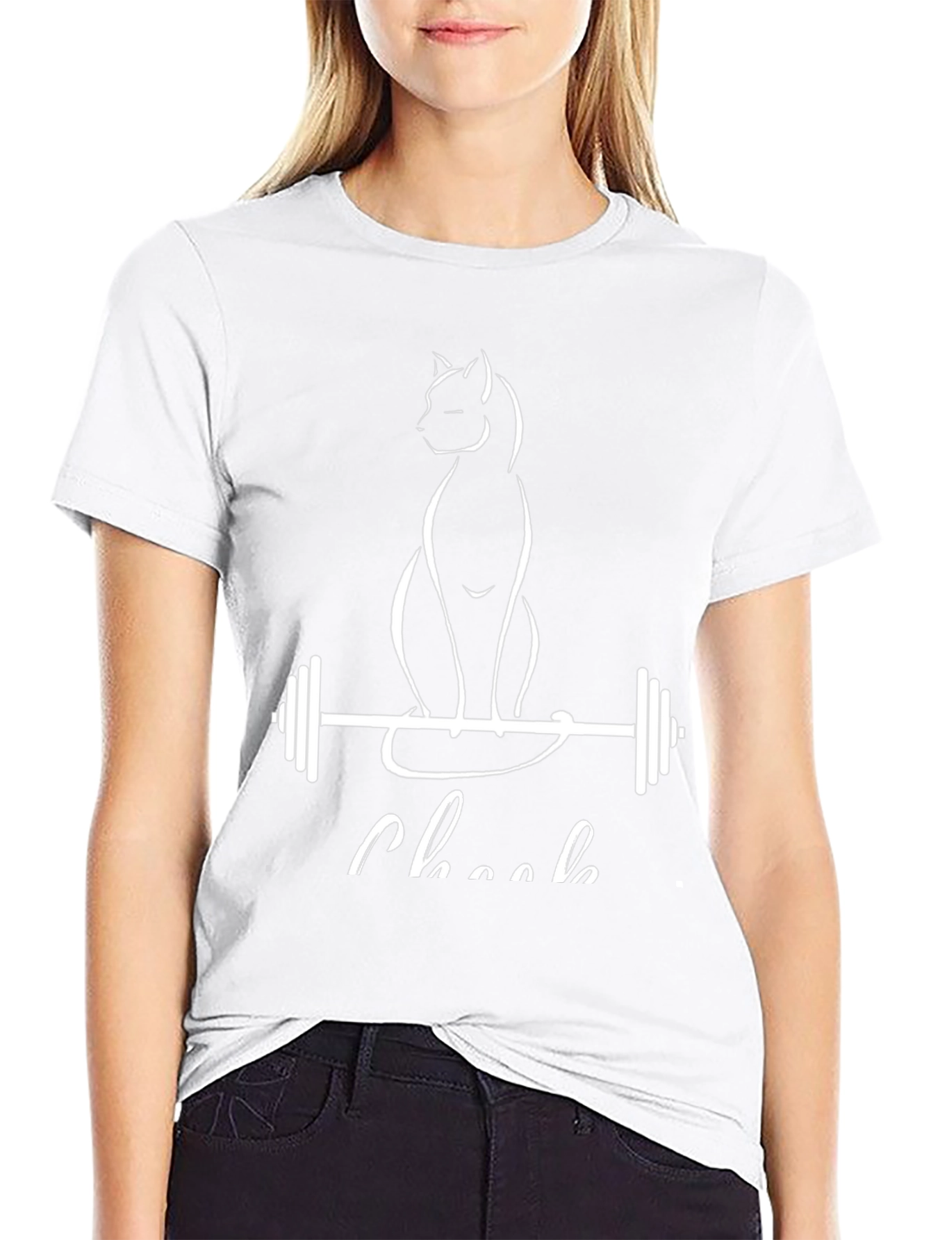 Cat Lifting Weights Black T-Shirt - Gym Humor