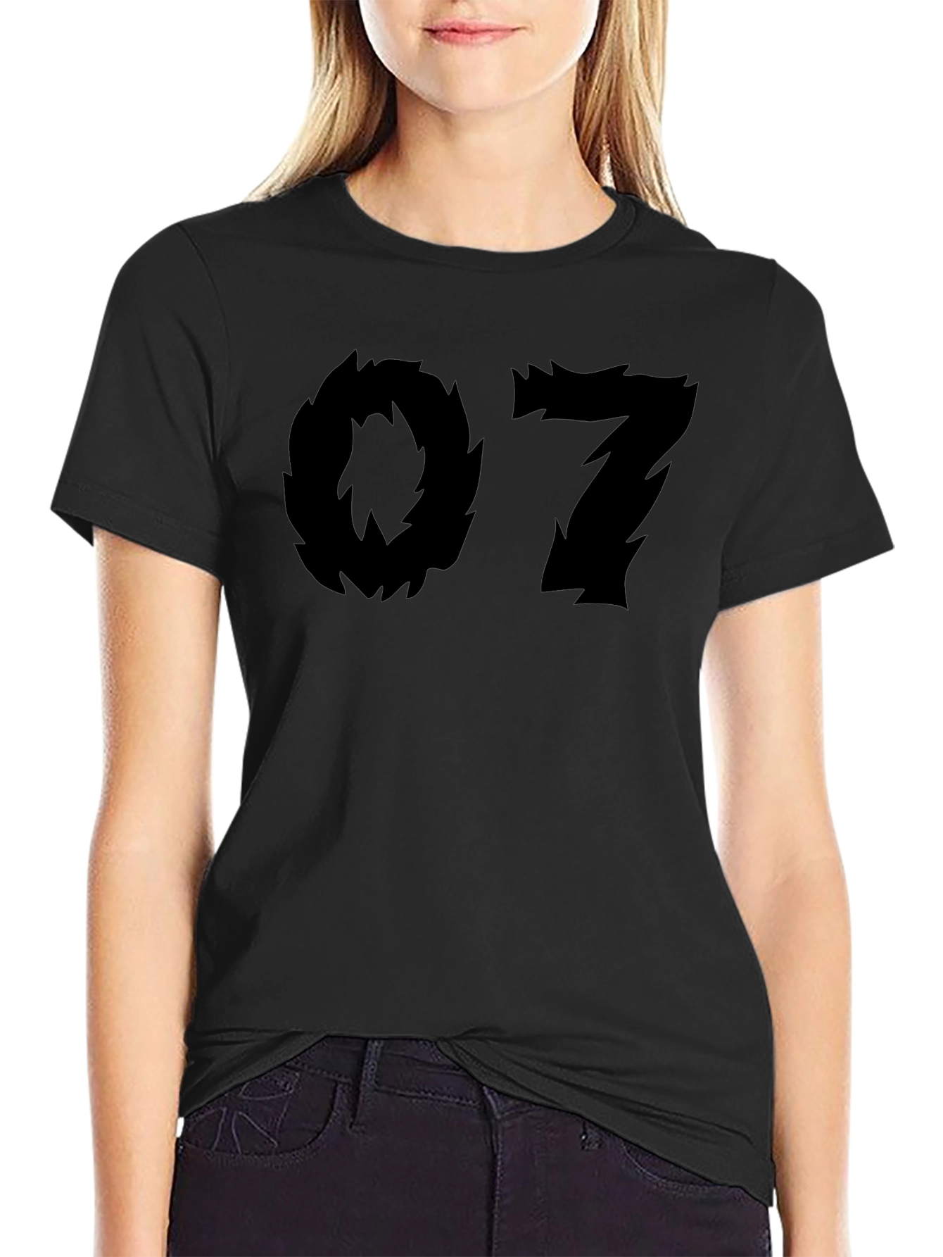 Edgy Number Tee - Black Cotton Graphic T-Shirt