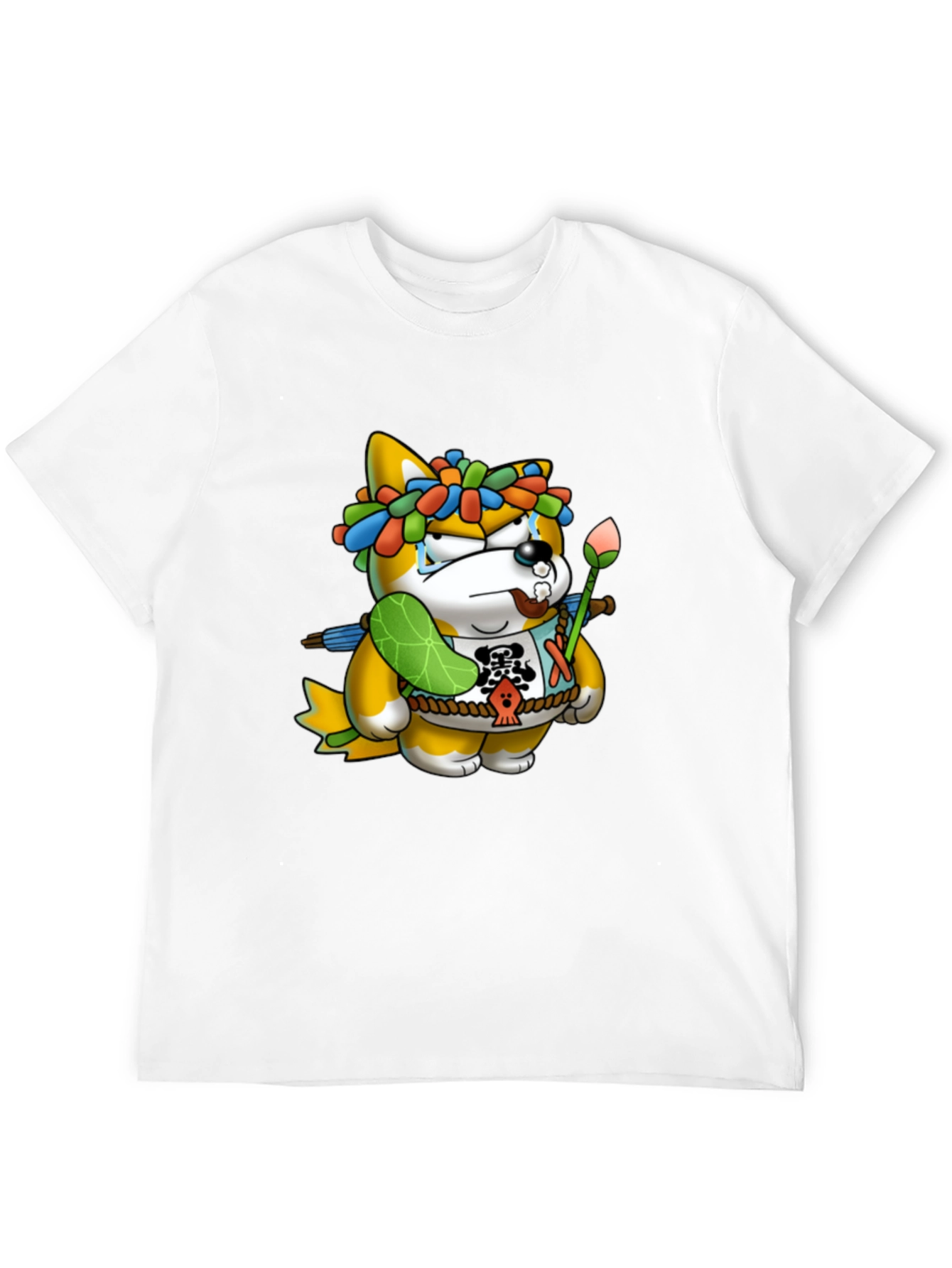 Shiba Inu Cartoon Graphic Black T-Shirt