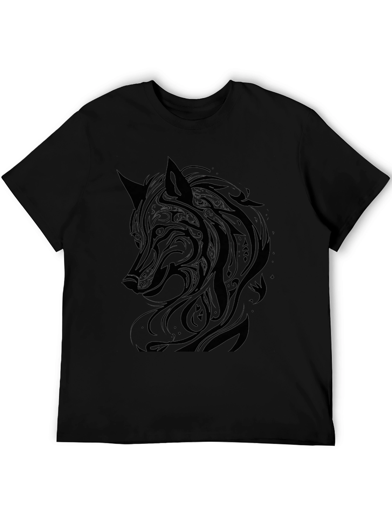 Wolf Graphic Print Black T-Shirt