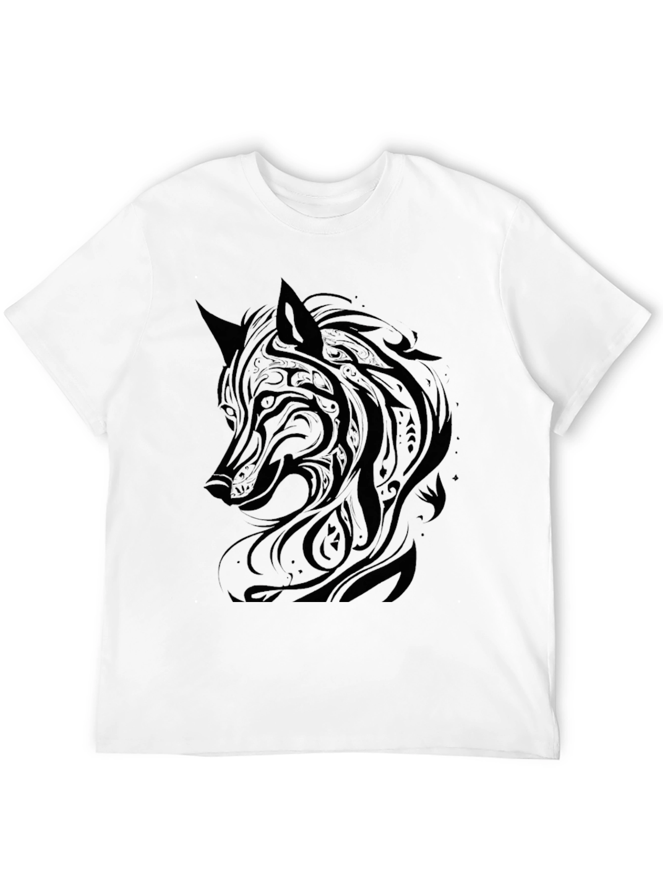 Wolf Graphic Print Black T-Shirt
