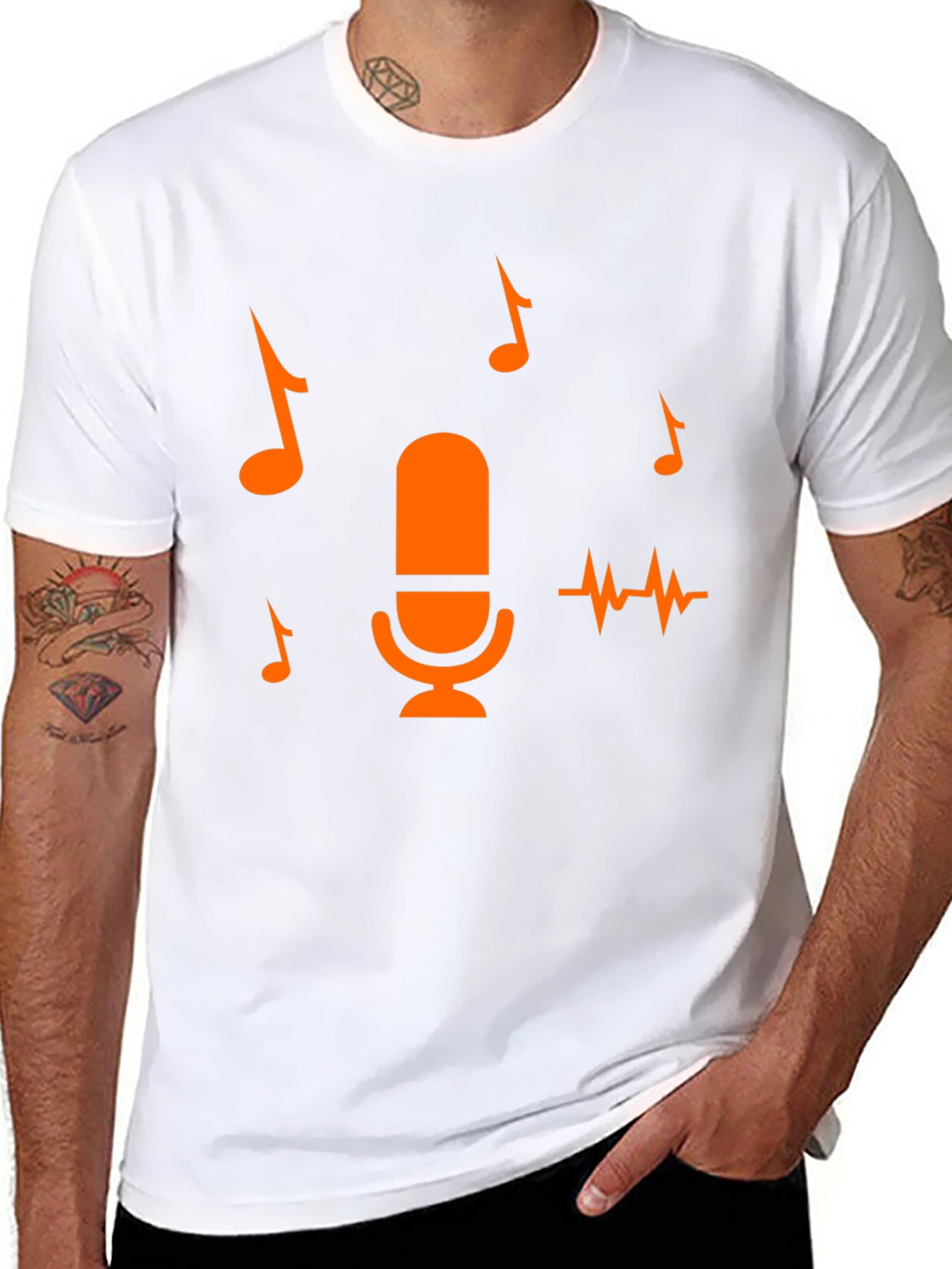 Music Lover Tee: Microphone & Notes Graphic T-Shirt