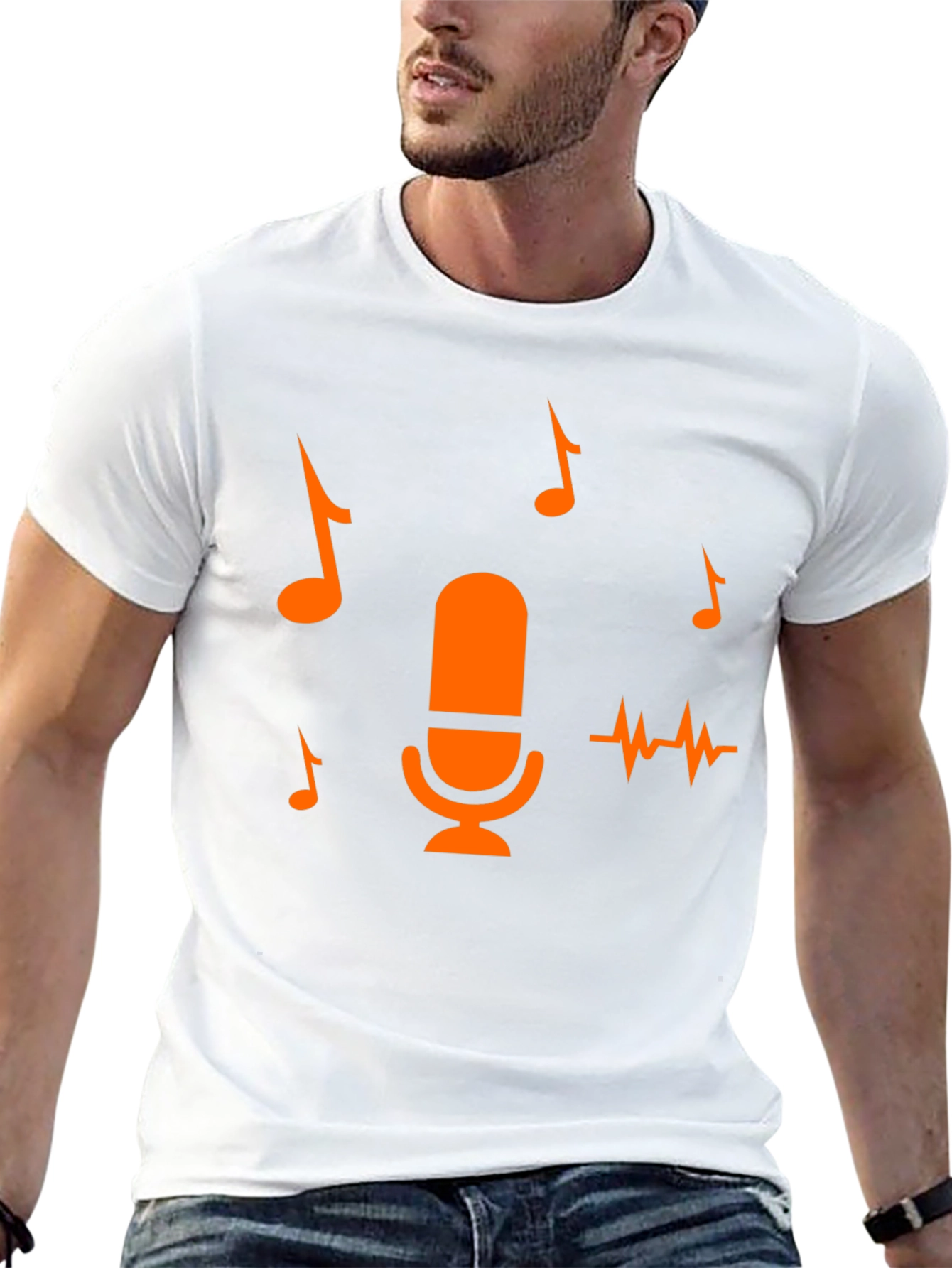 Music Lover Tee: Microphone & Notes Graphic T-Shirt