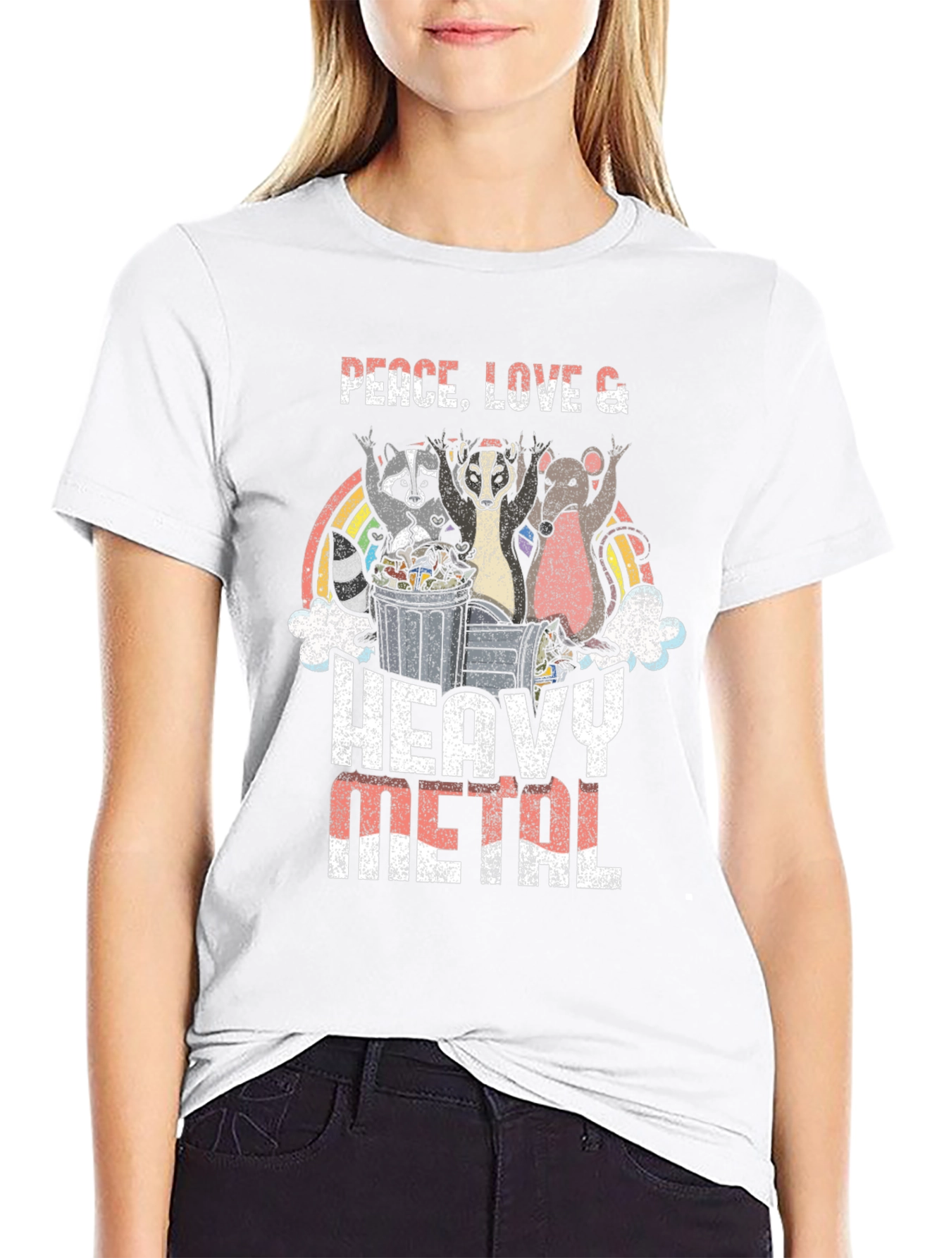 Peace Love Heavy Metal Graphic T-Shirt
