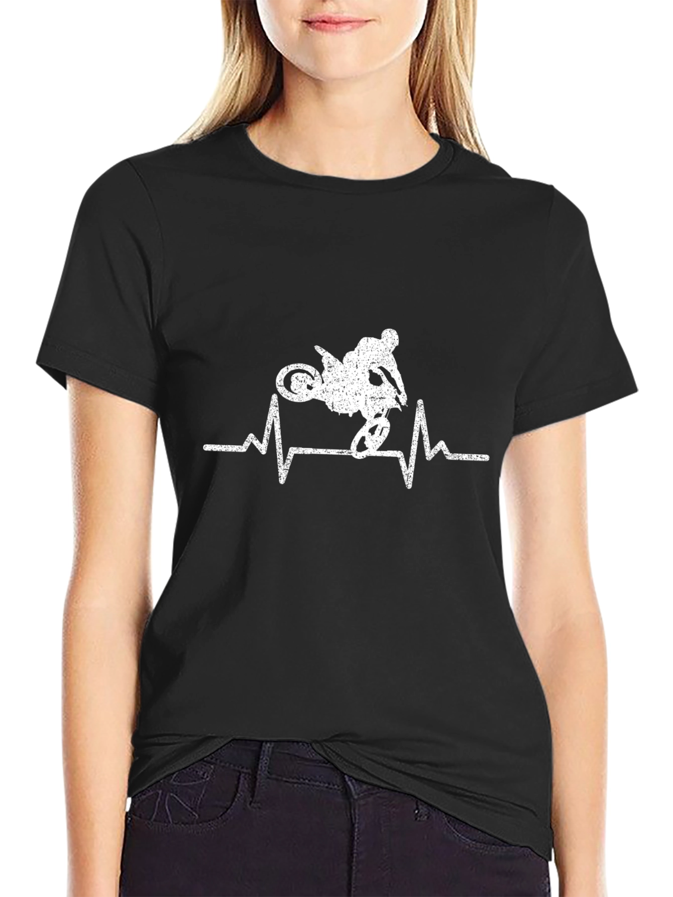 Motorcycle Heartbeat Graphic T-Shirt