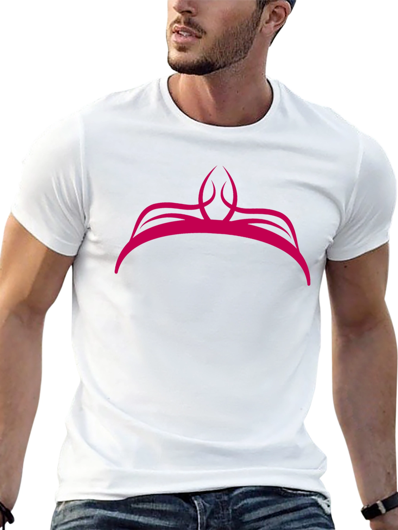 Pink Crown Graphic Black T-Shirt