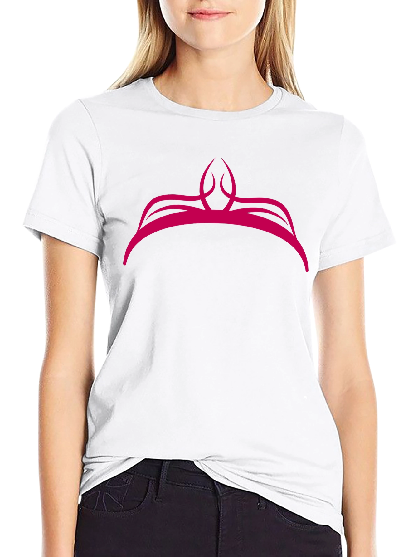 Pink Crown Graphic Black T-Shirt