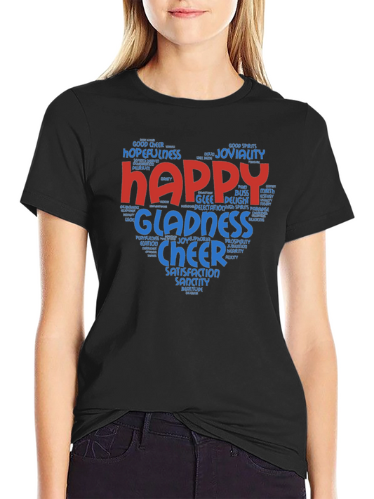 Happy Word Art T-Shirt - Joyful Design