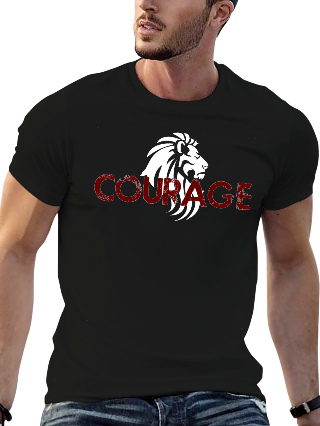 Courage Lion Graphic Tee - Mens Black T-Shirt