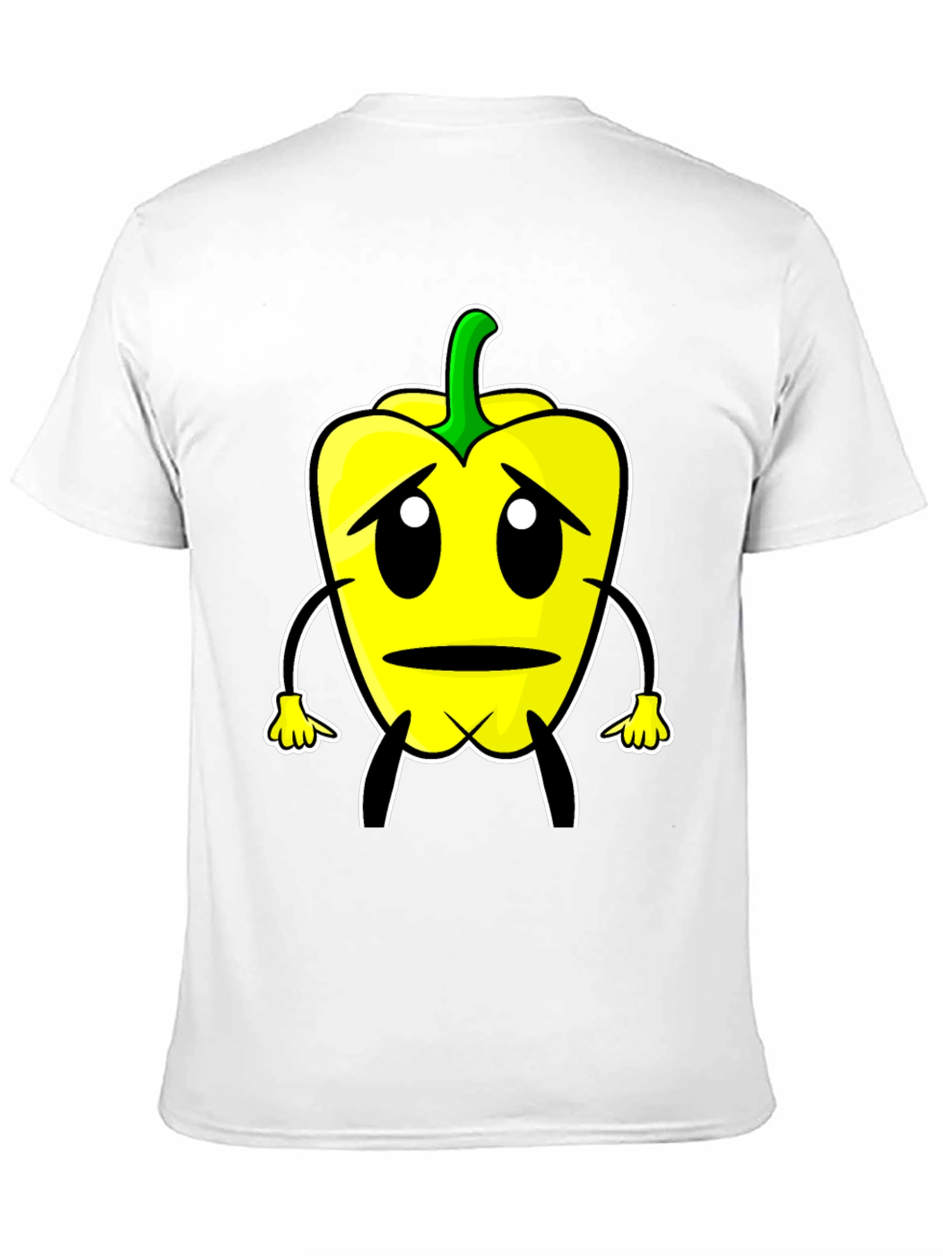 Sad Pepper Cartoon Graphic Tee - Black T-Shirt