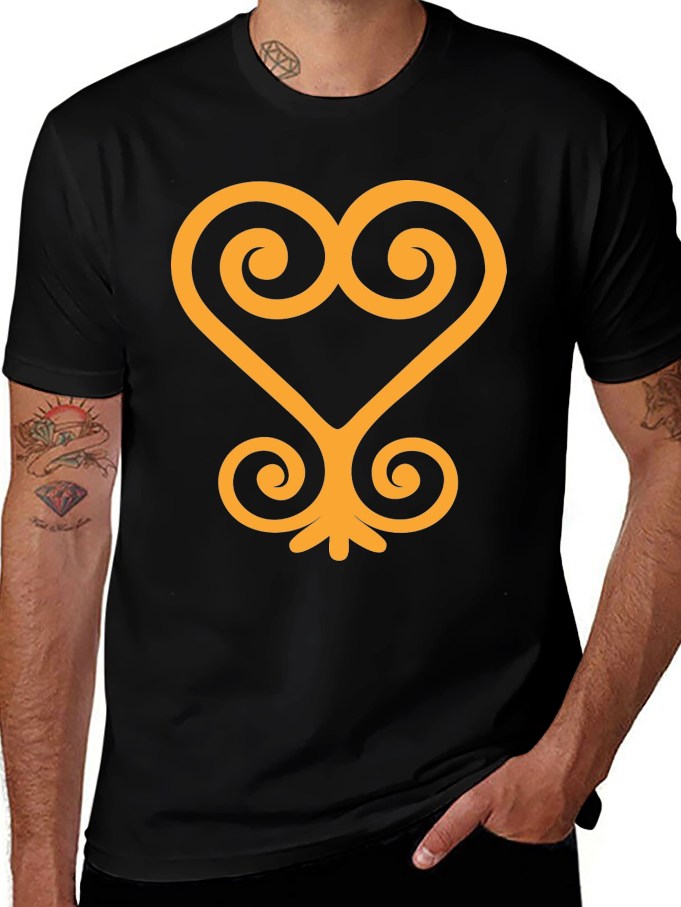 Black T-Shirt with Adinkra Symbol