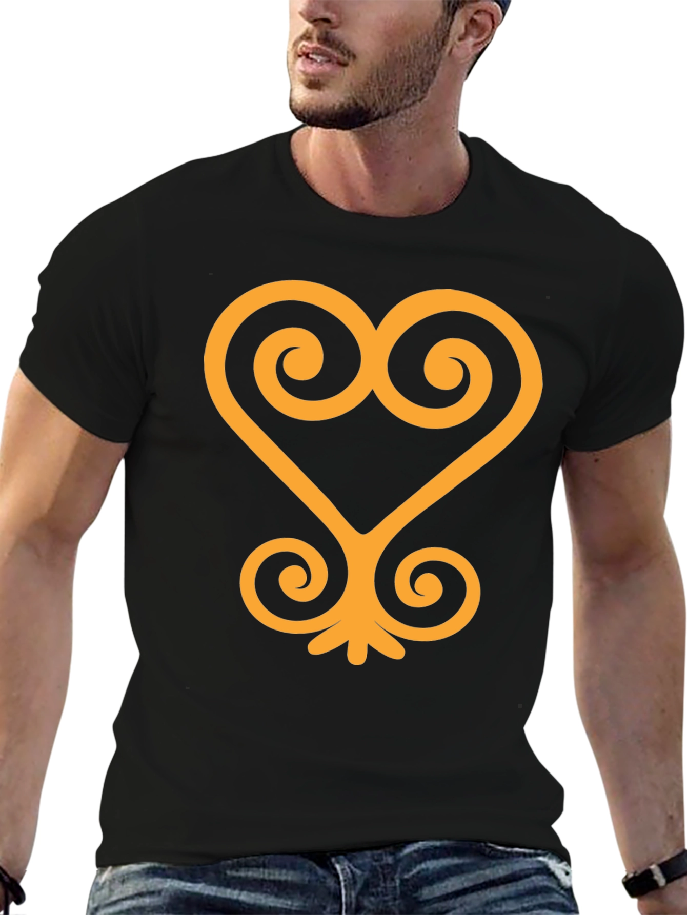 Black T-Shirt with Adinkra Symbol