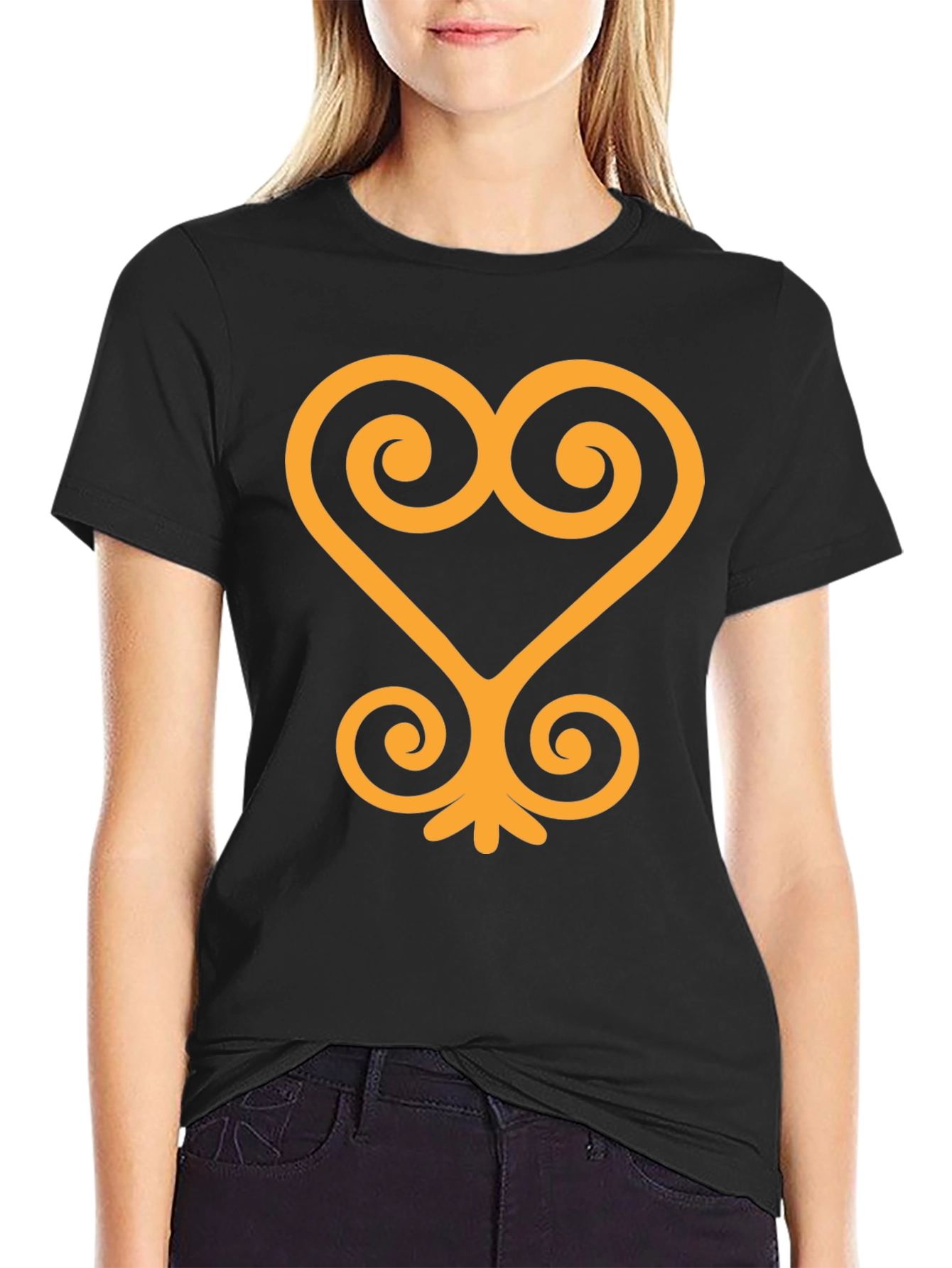 Black T-Shirt with Adinkra Symbol