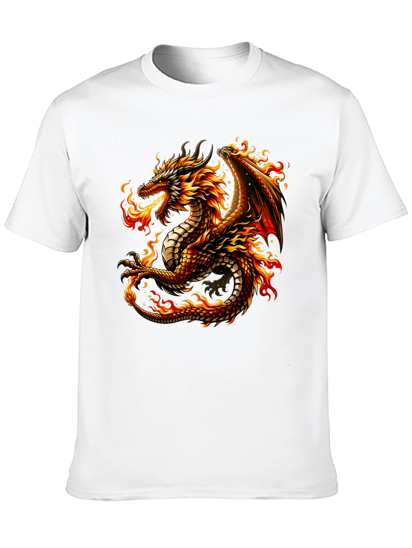 Fiery Dragon Graphic Tee - Black Cotton Comfort