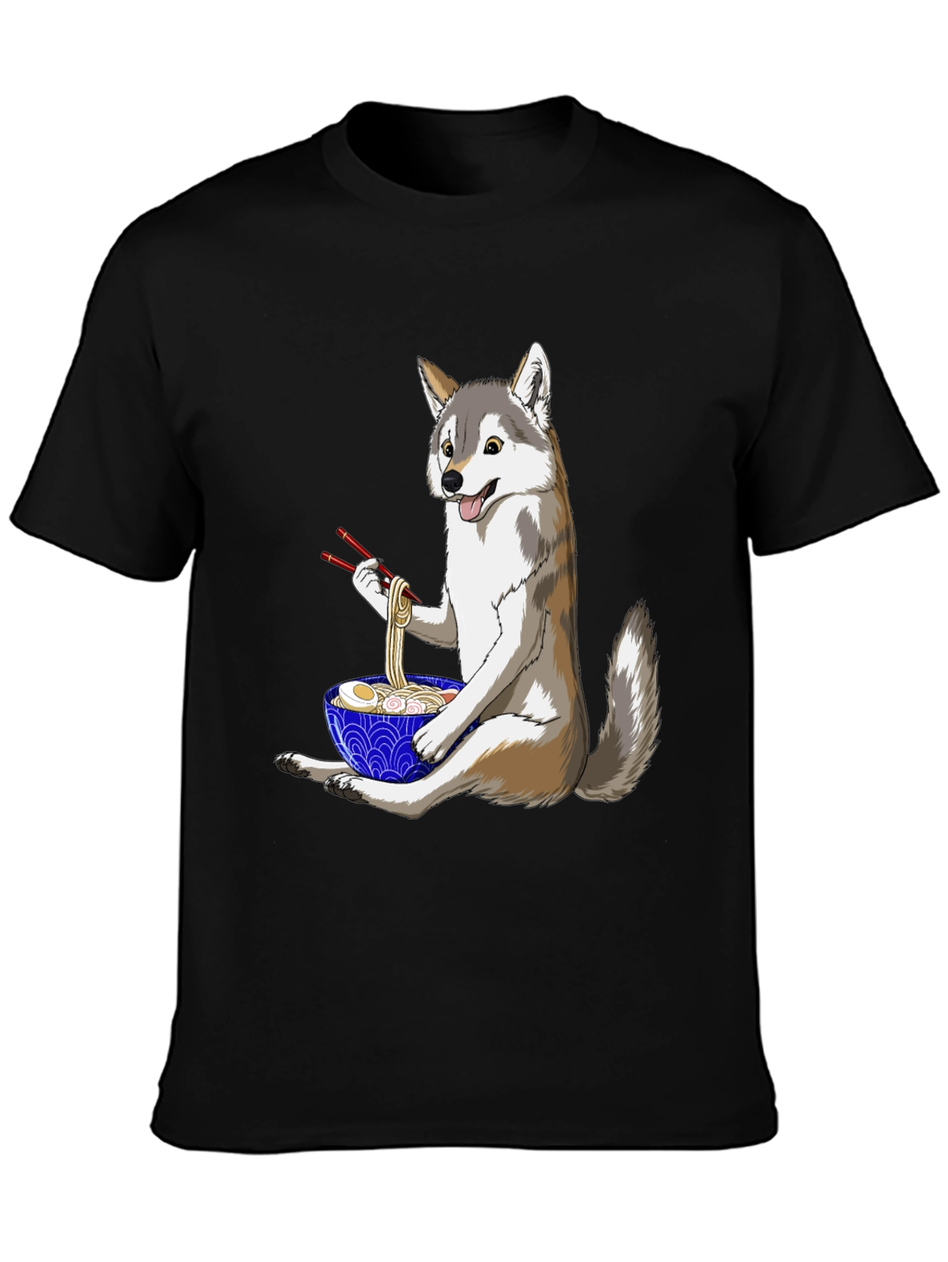 Husky Ramen T-Shirt: Cute Dog Eating Noodles