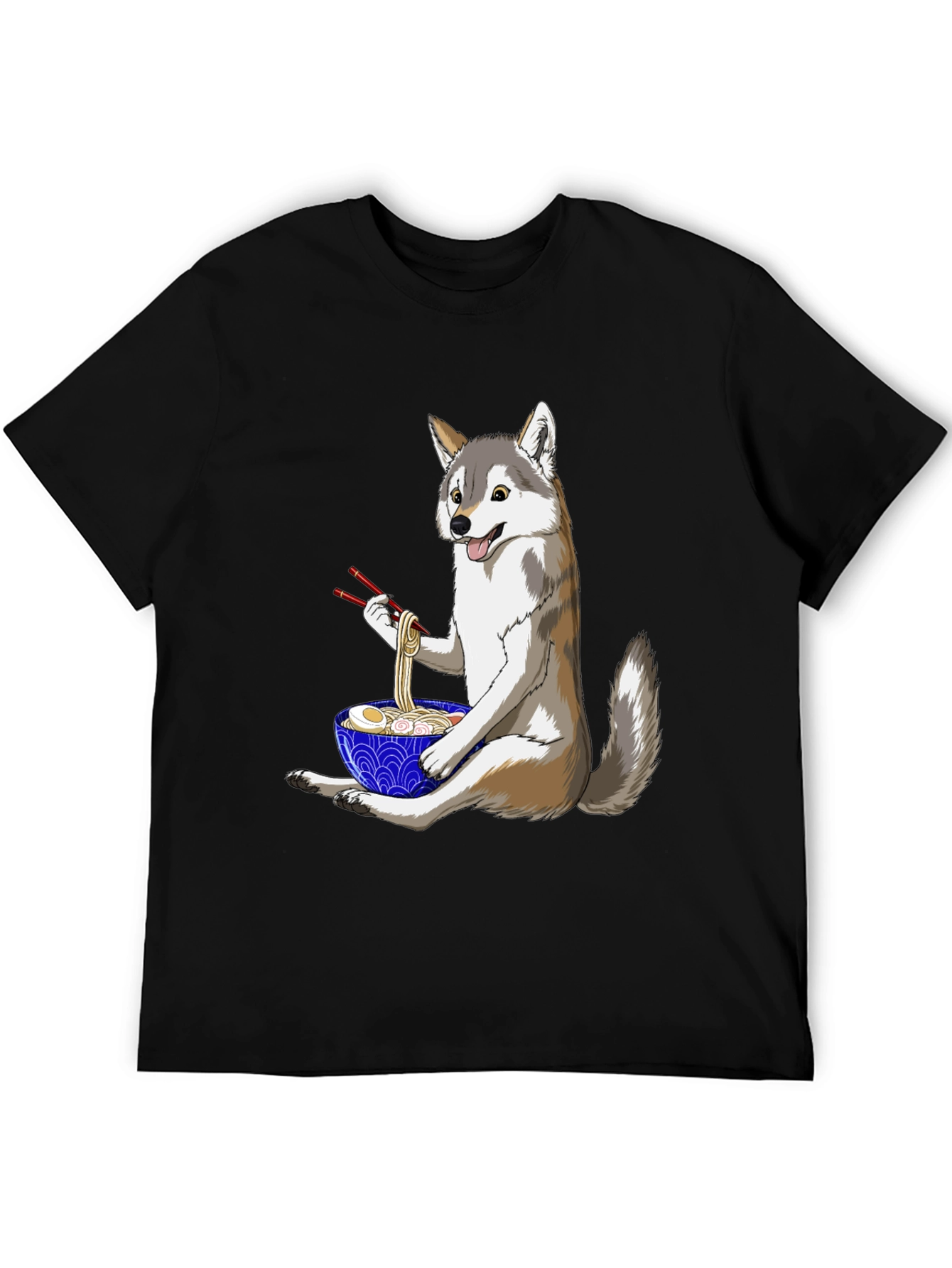 Husky Ramen T-Shirt: Cute Dog Eating Noodles