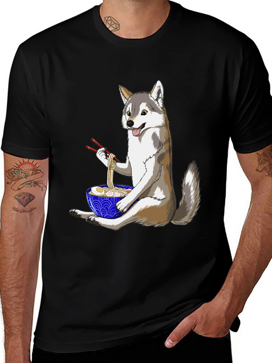 Husky Ramen T-Shirt: Cute Dog Eating Noodles