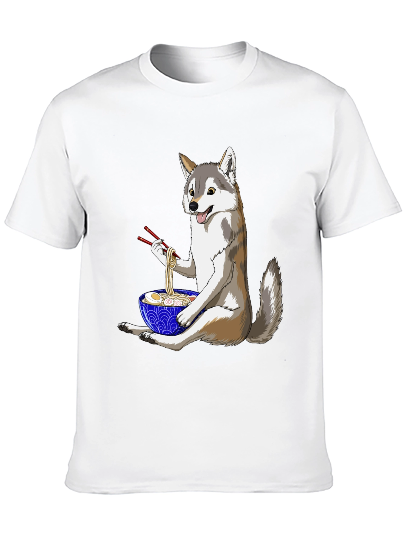 Husky Ramen T-Shirt: Cute Dog Eating Noodles