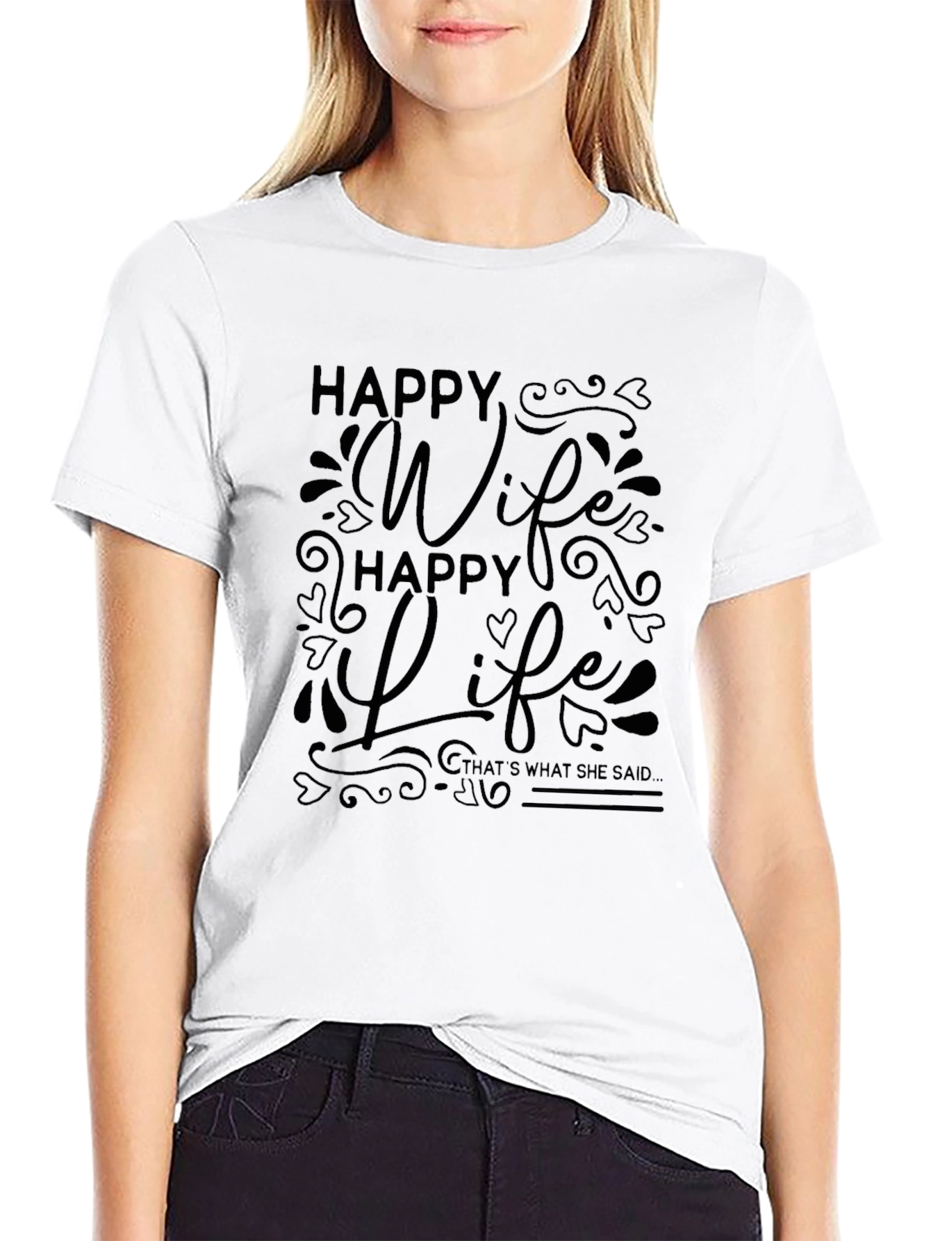 Happy Wife Happy Life Mens Black T-Shirt