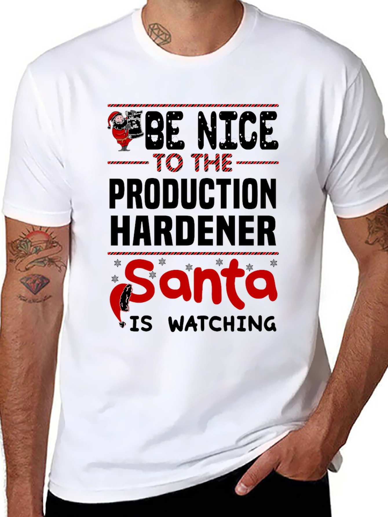 Be Nice To Production Hardener Santa T-Shirt