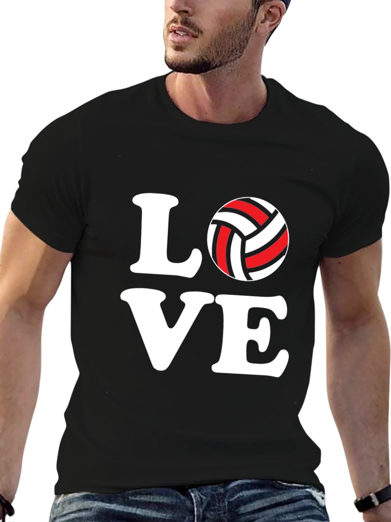 Volleyball Love Graphic Black T-Shirt